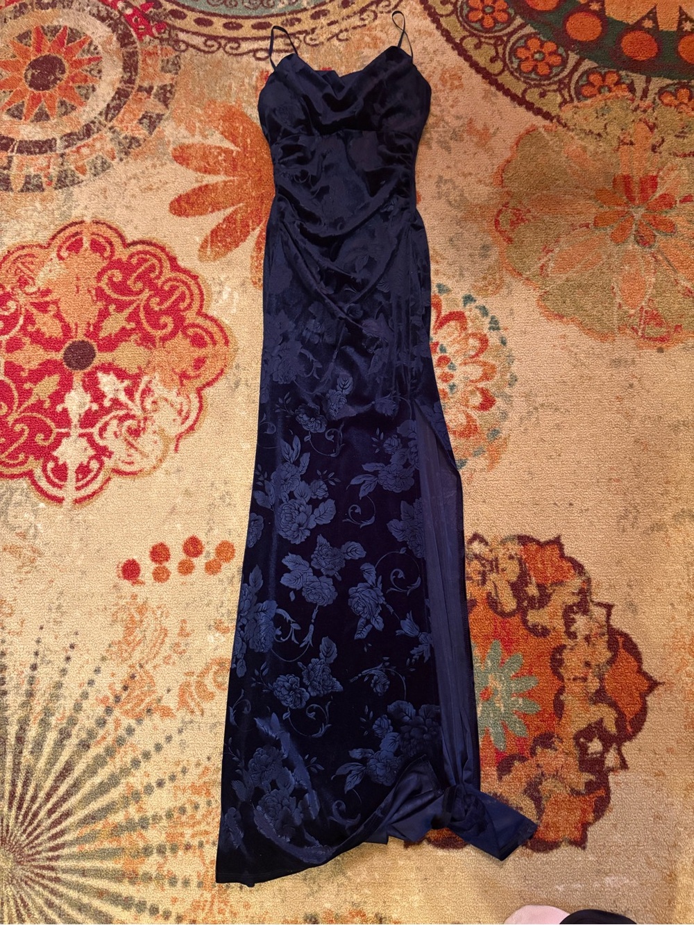 Windsor Navy Floral Velvet Slip Maxi Dress